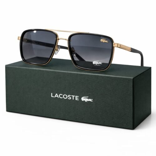 Lacoste L2707 Square Aviator Sunglasses – Black & Gold Frame with Gradient Lenses
